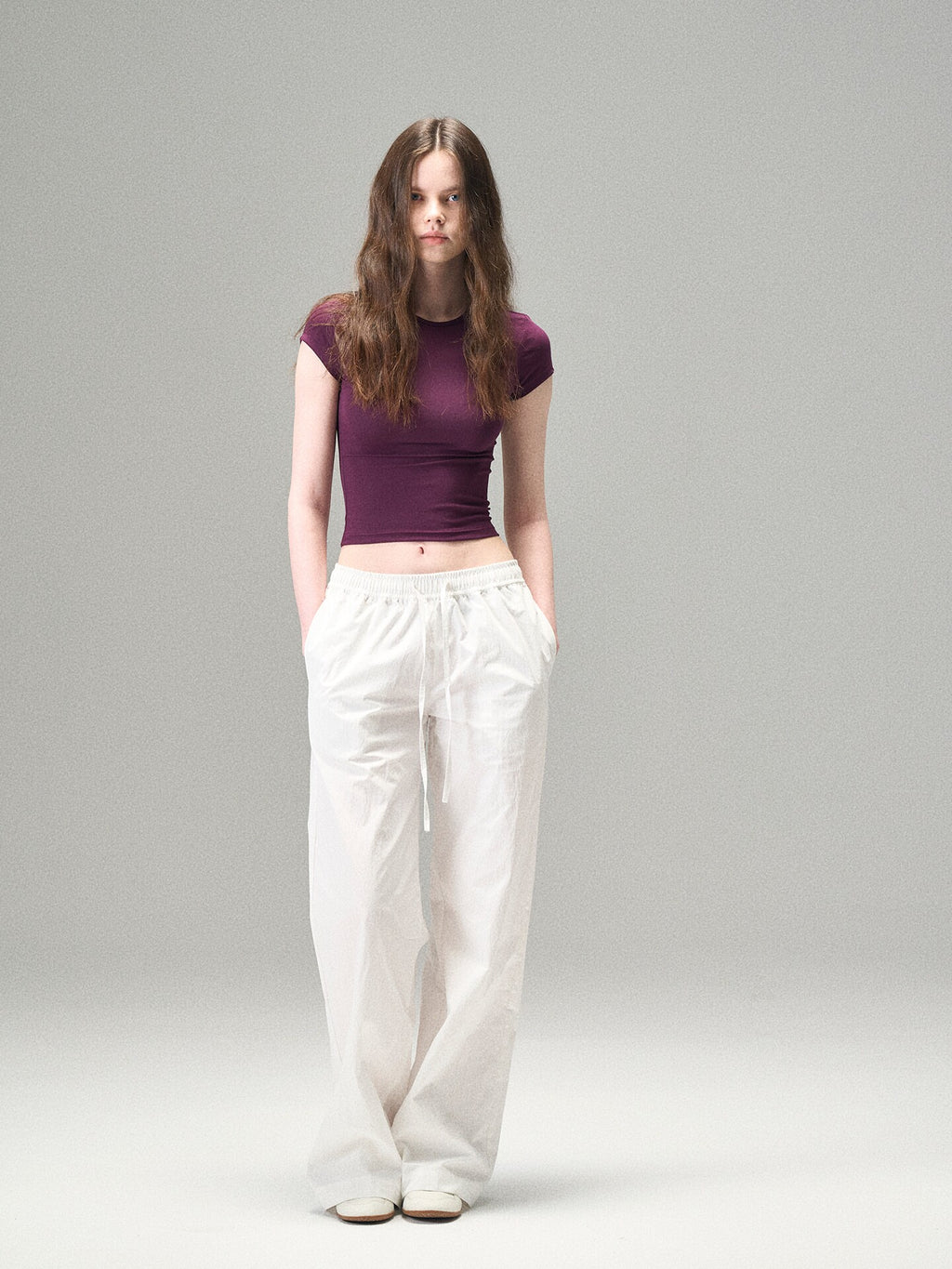 Purple short-sleeved T-shirt