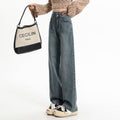 Blue straight-leg wide-leg pants