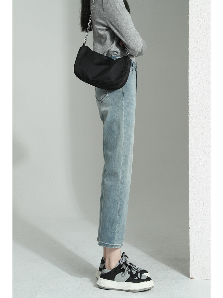 Women's cropped straight leg jeans